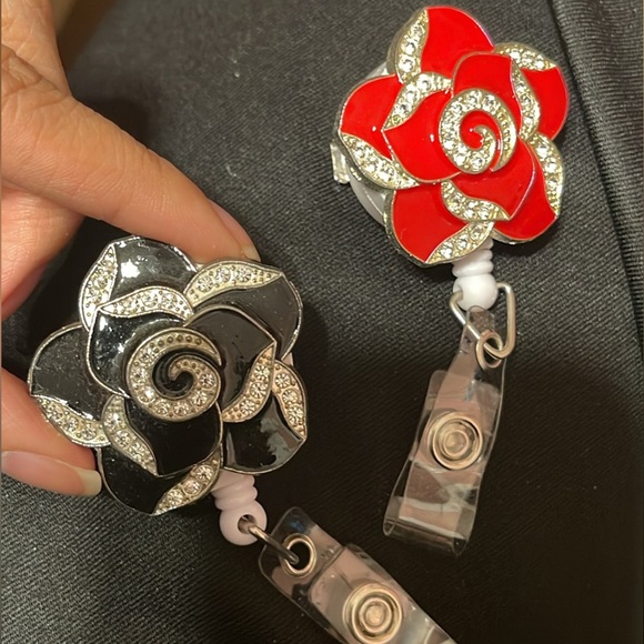 Accessories - Red and Black Rose Badge Reels